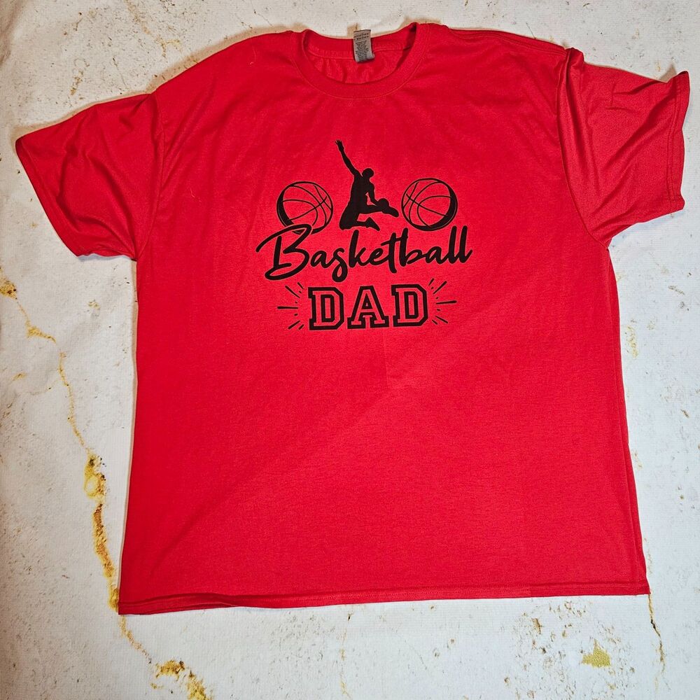 Basketball Dad Shirt 2XL Red Gildan Performance Tee Sports Graphic Gift for Dad